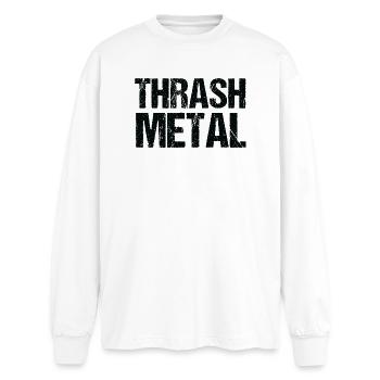 Thrash Metal Bold Typografie - Oversized Langarmshirt  - Weiß - Vorne - AI Model Male 185 light (185cm)