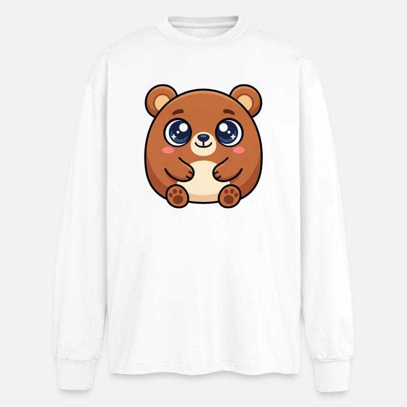 Kuschelbär mit großen funkelnden Augen - Oversized Langarmshirt  - Weiß