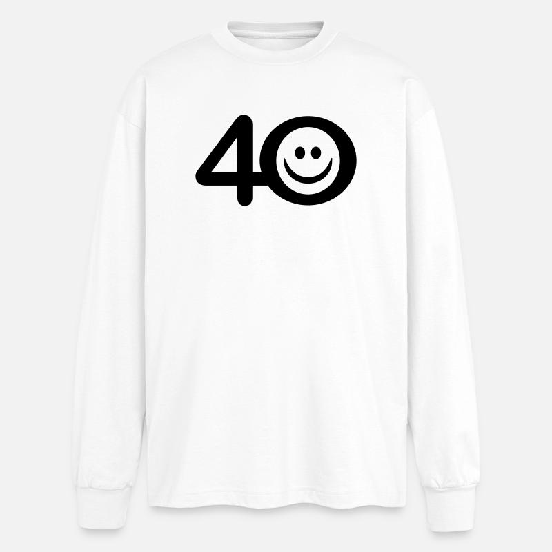 Zum Vierzigsten: 40 mit Lächel-Emoticon - Oversized Langarmshirt  - Weiß