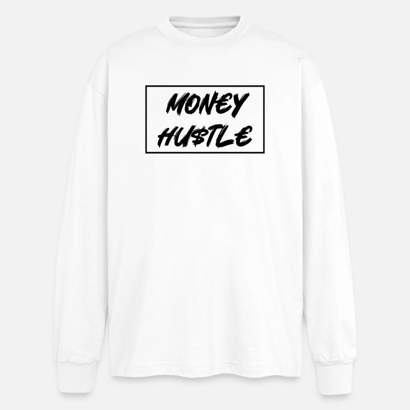 MON€Y HU$TL€ - Oversized Long Sleeve T-Shirt - white