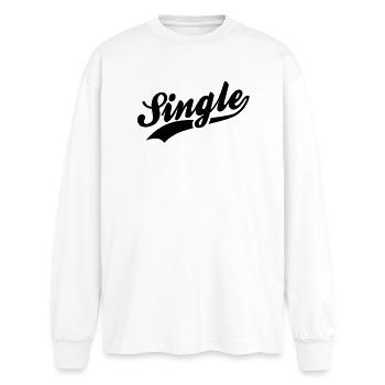 Single - Oversized Langarmshirt  - Weiß - Vorne - AI Model Male 185 light (185cm)