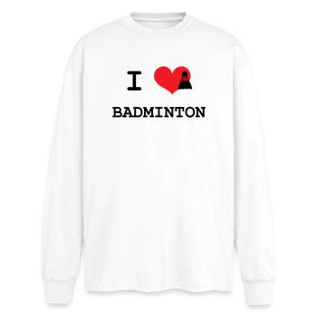 j'aime le badminton - T-shirt manches longues oversize - blanc - Devant - AI Model Male 185 light (185cm)