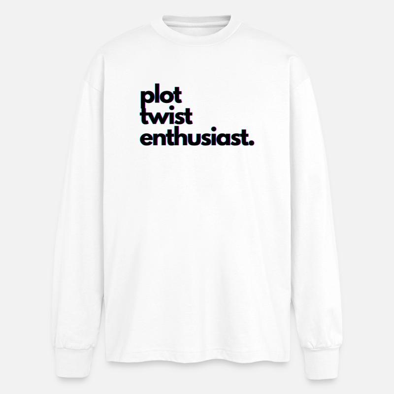 Plot_twist_enthusiast - Oversized Long Sleeve T-Shirt - white