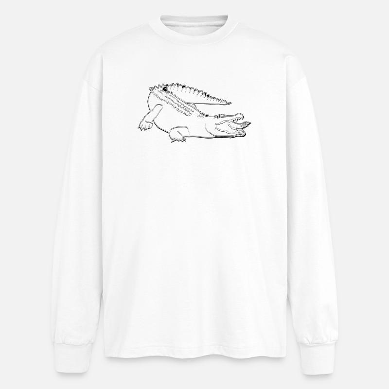 Krokodil lineart - Oversized Langarmshirt  - Weiß
