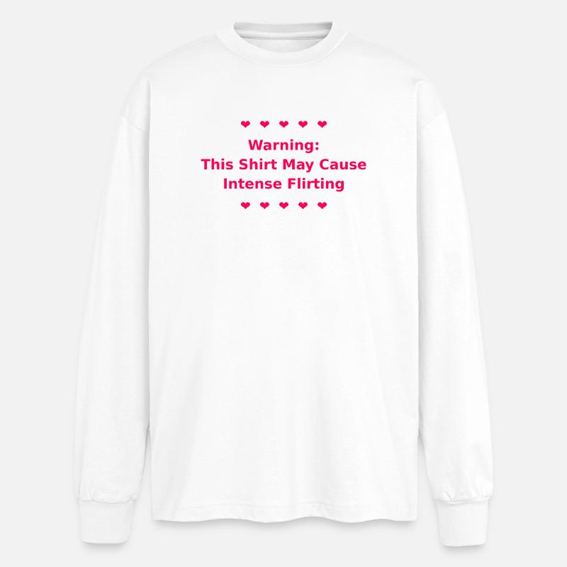 Flirting Text T-Shirt - Oversized Langarmshirt  - Weiß