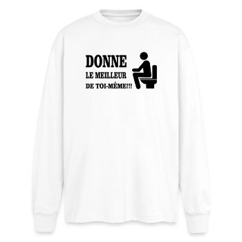 Give it your best - Oversized Long Sleeve T-Shirt - white - Front - AI Model Male 185 light (185cm)