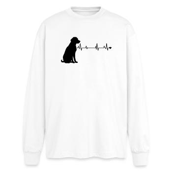 Hund - Oversized Langarmshirt  - Weiß - Vorne - AI Model Male 185 light (185cm)