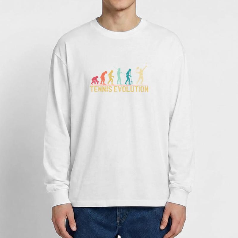 Tennis Evolution Evolution Graphic Design Oversized Long Sleeve T-Shirt