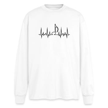 wave_note - Oversized Langarmshirt  - Weiß - Vorne - AI Model Male 185 light (185cm)