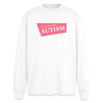Autism Shirt Funny Shirt - Oversized Long Sleeve T-Shirt - white - Front - AI Model Male 185 light (185cm)