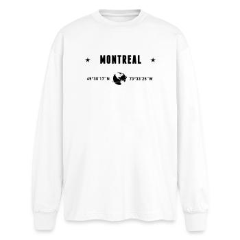 Montreal Quebec Coordinates Planet Earth - Oversized Long Sleeve T-Shirt - white - Front - AI Model Male 185 light (185cm)