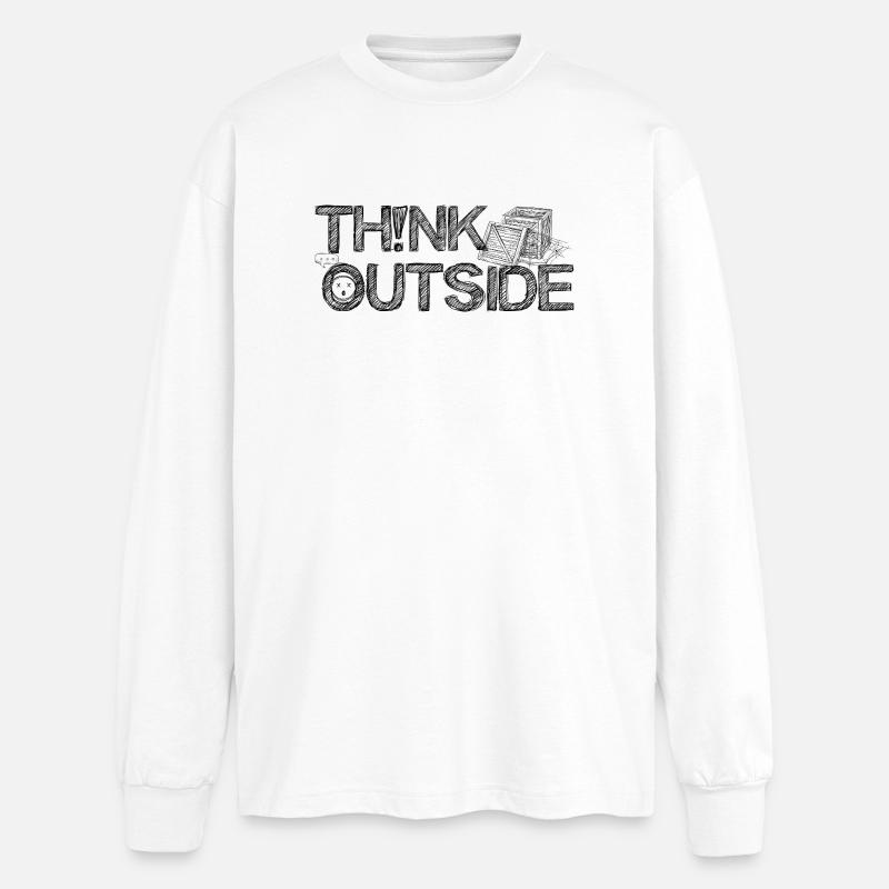 THINK_OUTSIDE - Oversized Langarmshirt  - Weiß