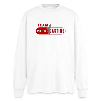 Casting porno d’équipe - T-shirt manches longues oversize - blanc - Devant - AI Model Male 185 light (185cm)