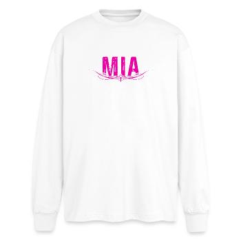 MIA décoré - T-shirt manches longues oversize - blanc - Devant - AI Model Male 185 light (185cm)
