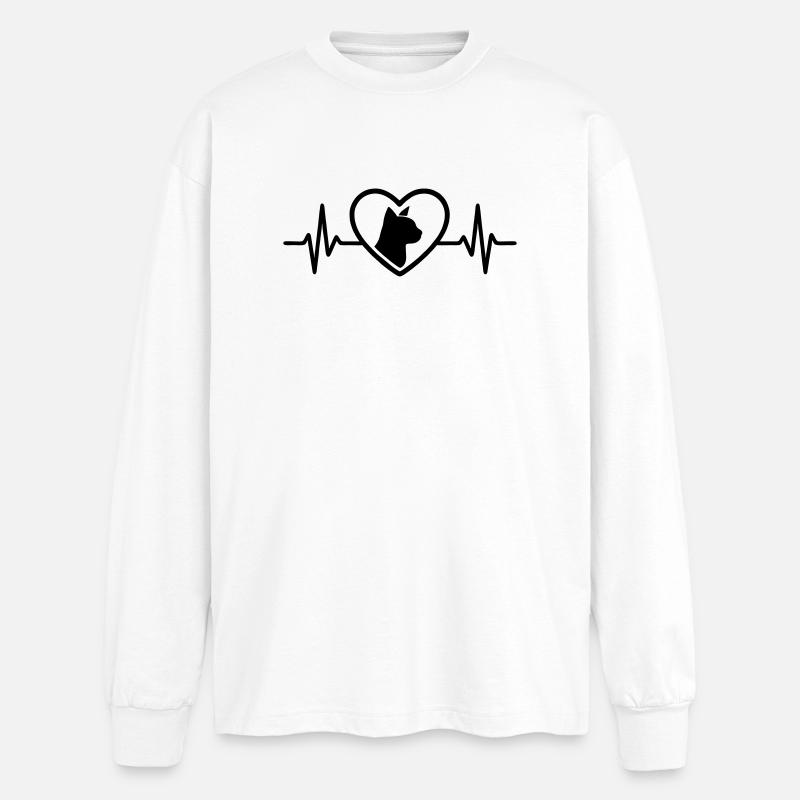 Katze Cat Herz - Oversized Langarmshirt  - Weiß