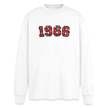 Né en 1966 Anniversaire Année - T-shirt manches longues oversize - blanc - Devant - AI Model Male 185 light (185cm)