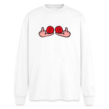 escargot majeur insulte branleur baise toi - T-shirt manches longues oversize - blanc - Devant - AI Model Male 185 light (185cm)