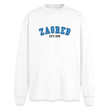 Zagreb fondée en 1976 - T-shirt manches longues oversize - blanc - Devant - AI Model Male 185 light (185cm)