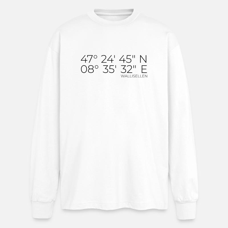 Coordinates Wallisellen, Switzerland - Oversized Long Sleeve T-Shirt - white