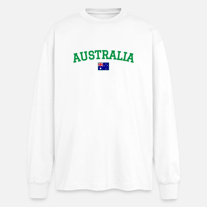 Drapeau de design australien vert - T-shirt manches longues oversize - blanc