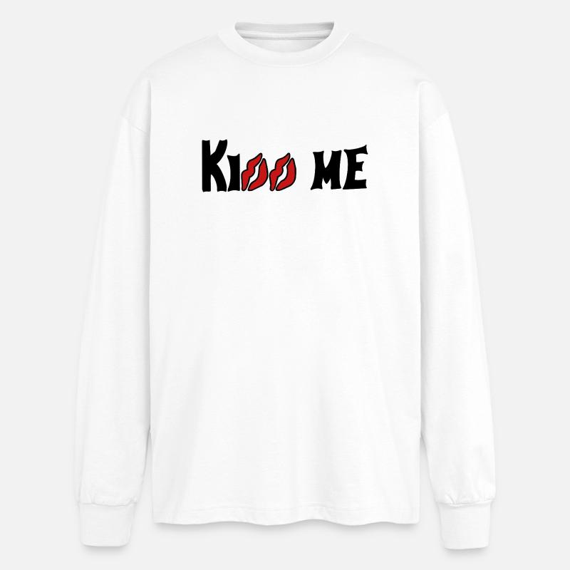 Rot/Schwarze Küss mich illustration - Oversized Langarmshirt  - Weiß