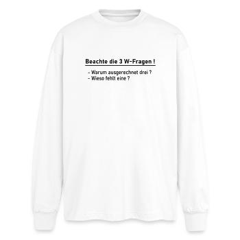 3 Questions W - T-shirt manches longues oversize - blanc - Devant - AI Model Male 185 light (185cm)