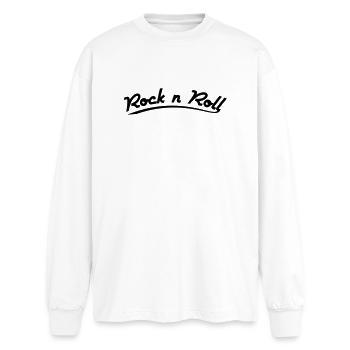 rock n roll design retro vintage style - Oversized Long Sleeve T-Shirt - white - Front - AI Model Male 185 light (185cm)