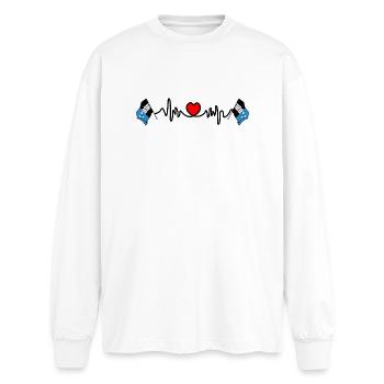 Cardio fréquence cardiaque pour Argovie, Suisse - T-shirt manches longues oversize - blanc - Devant - AI Model Male 185 light (185cm)