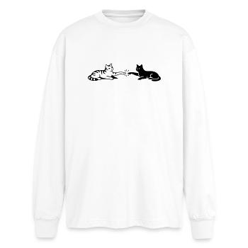 Les chats touchent les pattes Michelangelo - T-shirt manches longues oversize - blanc - Devant - AI Model Male 185 light (185cm)