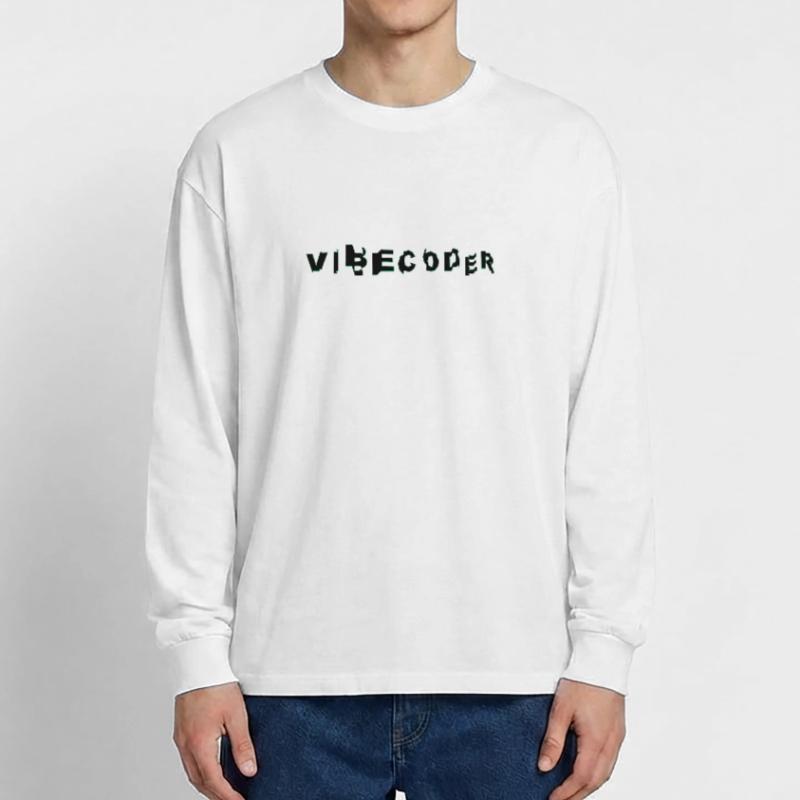 VibeCoder Glitch Neon T-shirt manches longues oversize