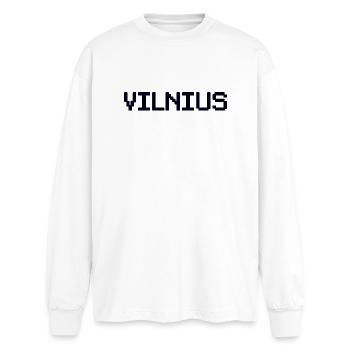 VILNIUS, Lithuania, Lithuania - Oversized Long Sleeve T-Shirt - white - Front - AI Model Male 185 light (185cm)