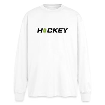 Hockey - Oversized Langarmshirt  - Weiß - Vorne - AI Model Male 185 light (185cm)