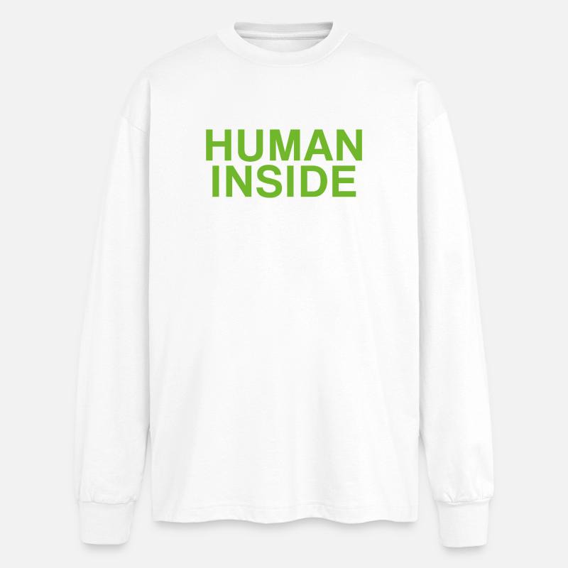 HUMAN INSIDE Textdesign - Oversized Langarmshirt  - Weiß