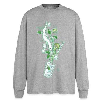 Mojito - T-shirt manches longues oversize - gris chiné - Devant - AI Model Female 180 light (180cm)