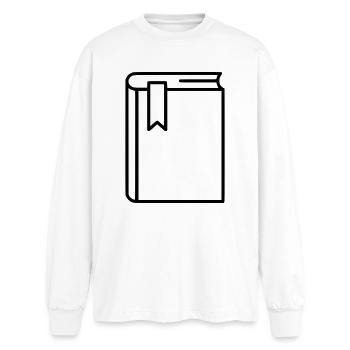 Buch Notizbuch Lesezeichen Icon - Oversized Langarmshirt  - Weiß - Vorne - AI Model Male 185 light (185cm)
