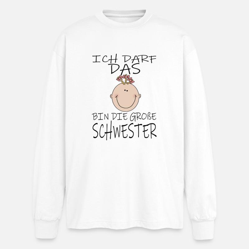 Darf das bin die Große Schwester - Oversized Langarmshirt  - Weiß