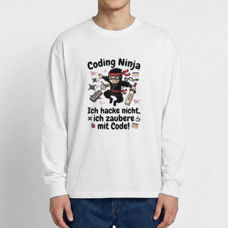 Coder Ninja Programmierer Humor Oversized Langarmshirt 