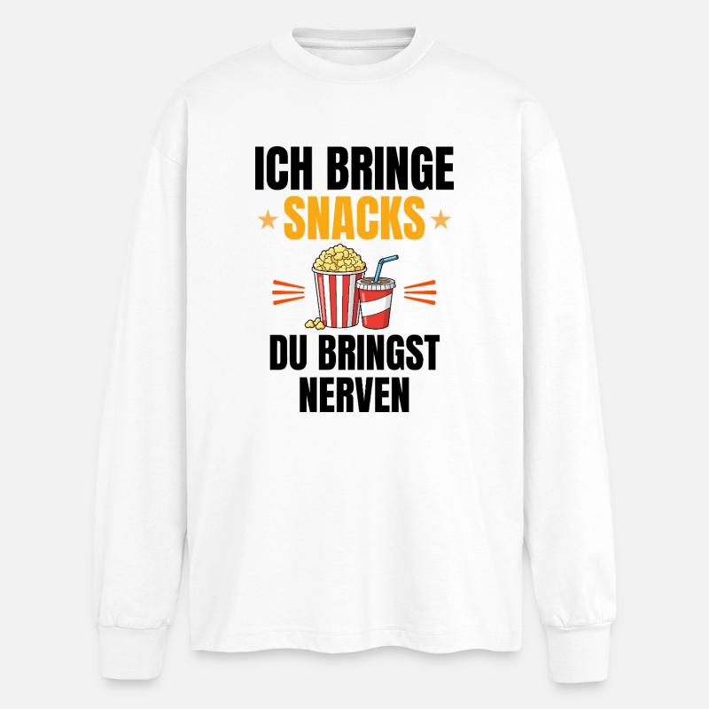 Ich Bringe Snacks Du Bringst Nerven Fußballabend - Oversized Langarmshirt  - Weiß