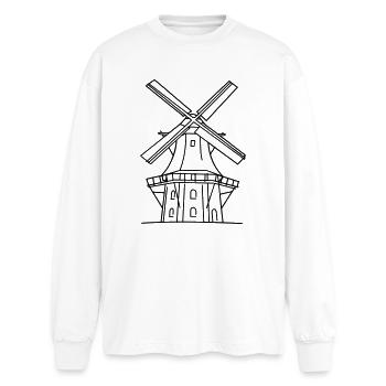 Moulin à vent - T-shirt manches longues oversize - blanc - Devant - AI Model Male 185 light (185cm)