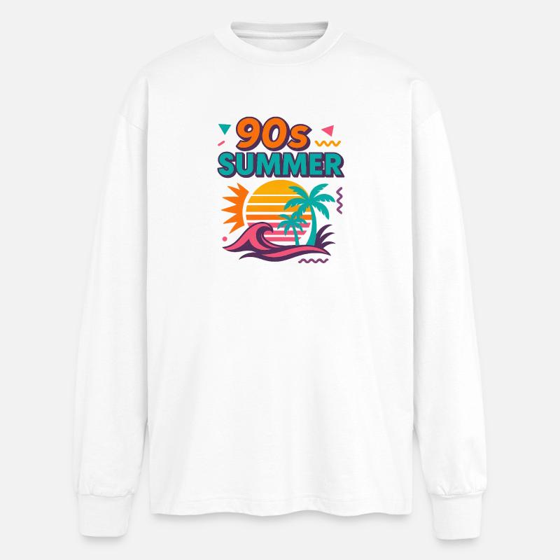 90s Sommer Retro Design - Oversized Langarmshirt  - Weiß