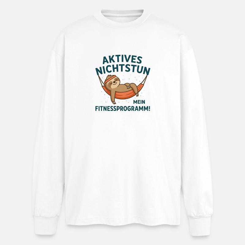 Relaxed sloth in hammock design - Oversized Long Sleeve T-Shirt - white