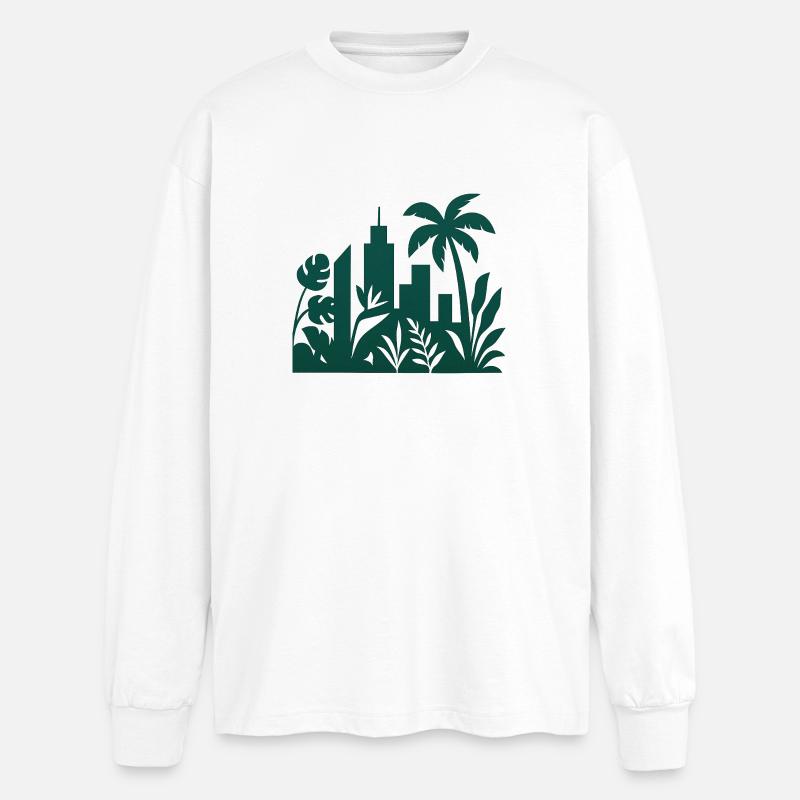 Dschungelstadt Skyline Silhouette - Oversized Langarmshirt - Weiß