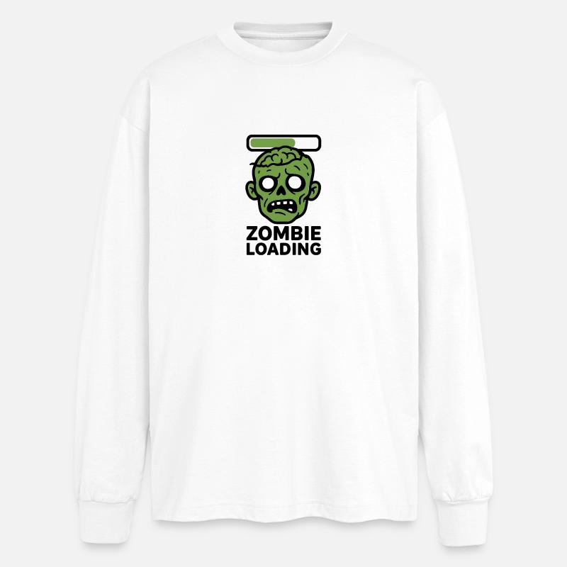 Zombie Loading Schädel Grafik - Oversized Langarmshirt  - Weiß