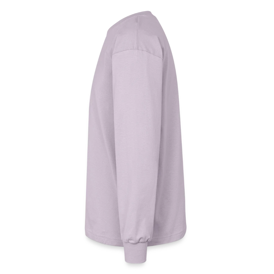 Pisa badge on a oversized long sleeve t-shirt, dusty purple, left