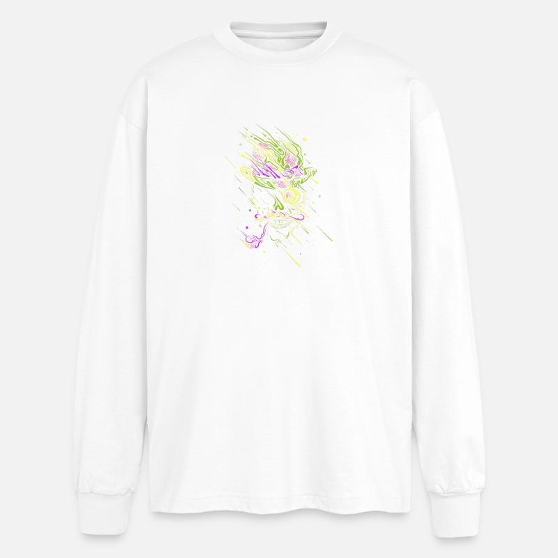 Glowing graffiti neon skull - Oversized Long Sleeve T-Shirt - white