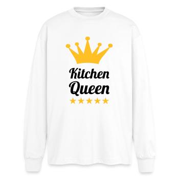 Kitchen Queen - Oversized Langarmshirt  - Weiß - Vorne - AI Model Male 185 light (185cm)