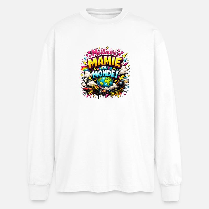 Beste bunte Oma der Welt - Oversized Langarmshirt  - Weiß
