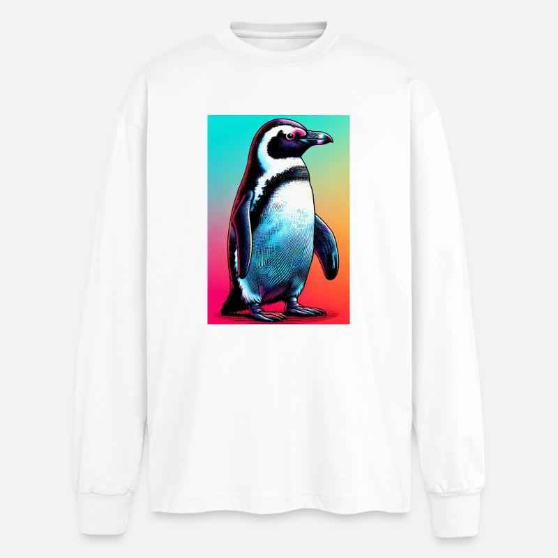 Pinguin - Oversized Langarmshirt  - Weiß