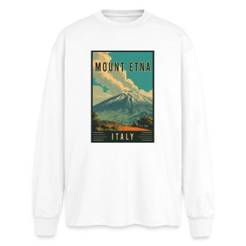 Explorez Volcano Adventure et le mont Etna en Italie - T-shirt manches longues oversize - blanc - Devant - AI Model Male 185 light (185cm)