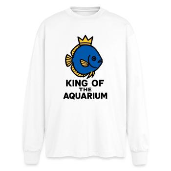 Der König des Aquariums gekrönten Diskusfisch - Oversized Langarmshirt  - Weiß - Vorne - AI Model Male 185 light (185cm)